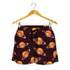 Hamburger Planet Pattern Print Women's Shorts