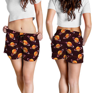 Hamburger Planet Pattern Print Women's Shorts