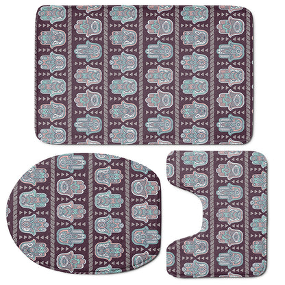 Hamsa Symbol Pattern Print 3 Piece Bath Mat Set