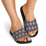 Hamsa Symbol Pattern Print Black Slide Sandals
