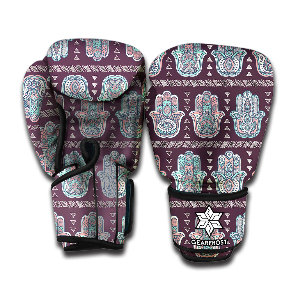 Hamsa Symbol Pattern Print Boxing Gloves