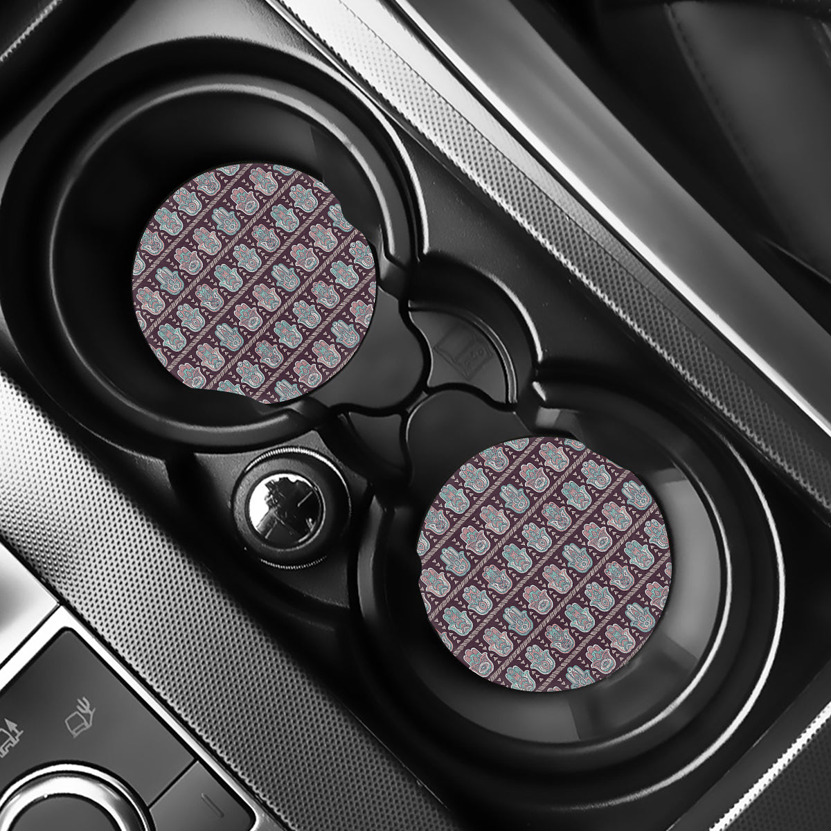 Hamsa Symbol Pattern Print Car Coasters