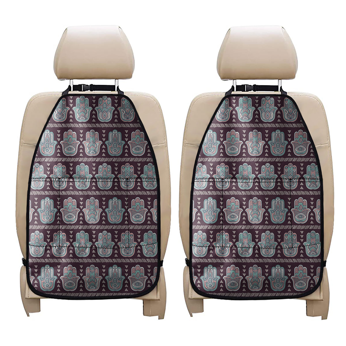 Hamsa Symbol Pattern Print Car Seat Organizers