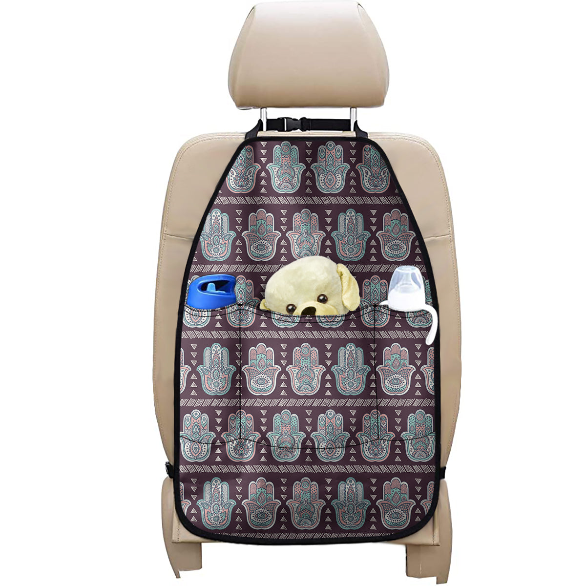 Hamsa Symbol Pattern Print Car Seat Organizers