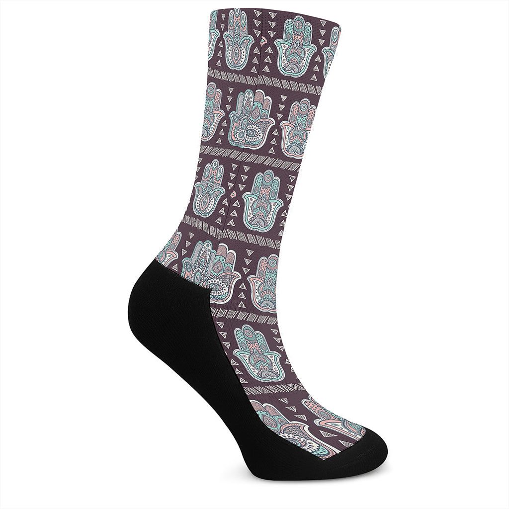 Hamsa Symbol Pattern Print Crew Socks