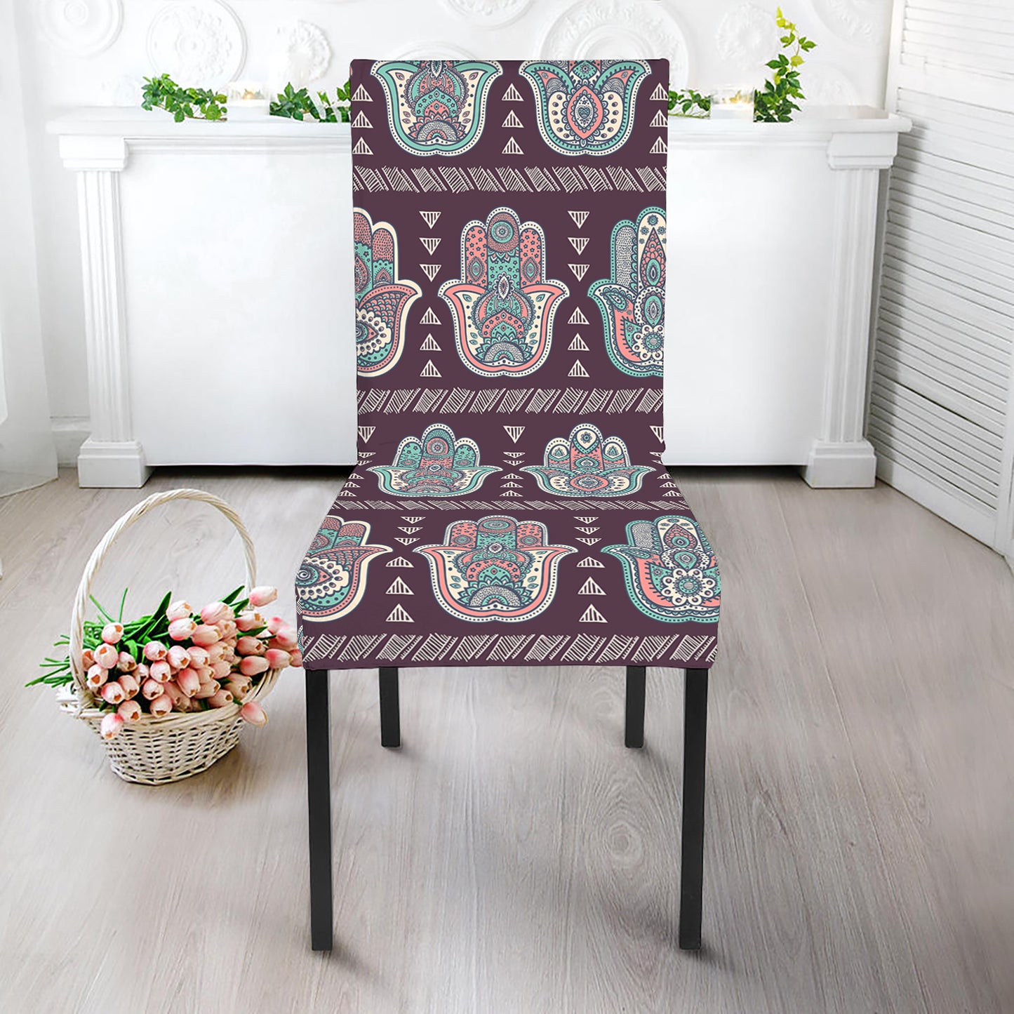 Hamsa Symbol Pattern Print Dining Chair Slipcover