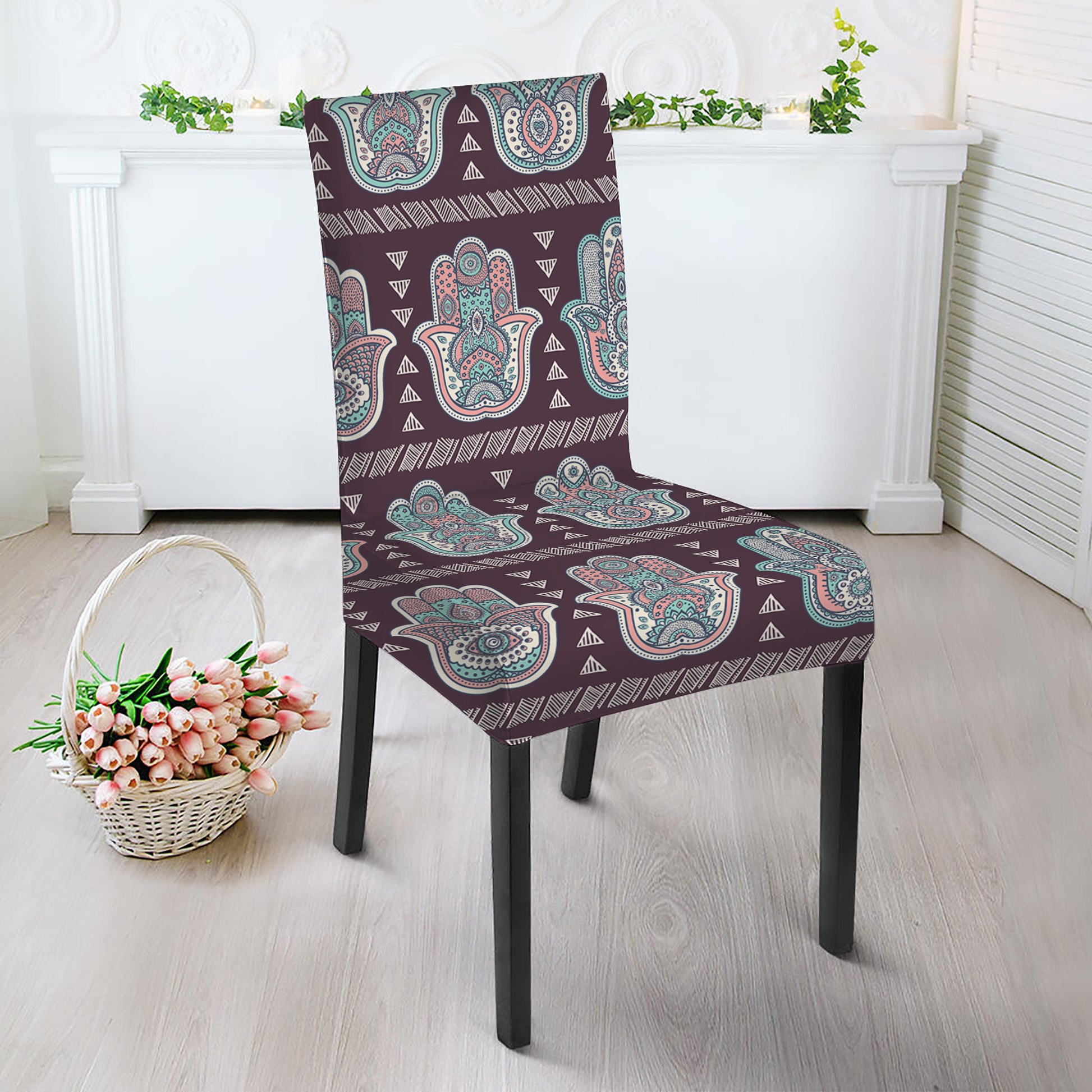 Hamsa Symbol Pattern Print Dining Chair Slipcover