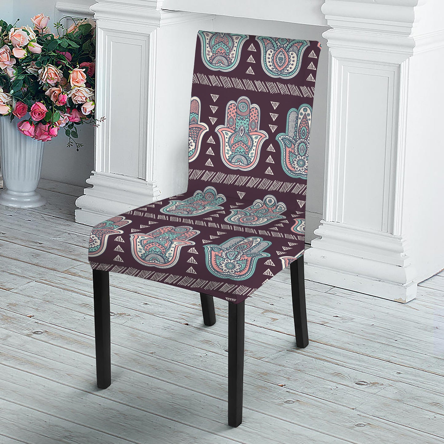 Hamsa Symbol Pattern Print Dining Chair Slipcover