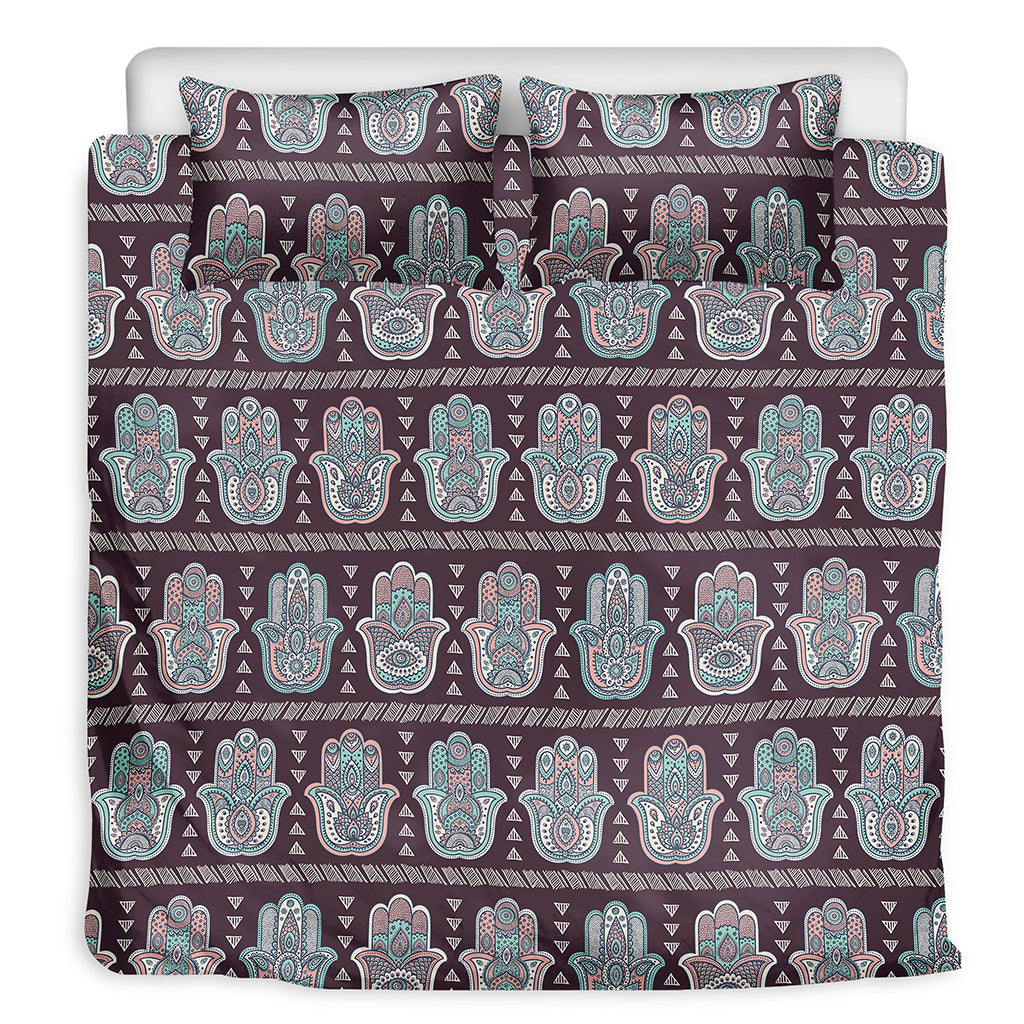 Hamsa Symbol Pattern Print Duvet Cover Bedding Set