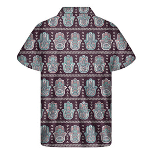 Hamsa Symbol Pattern Print Men's Short Sleeve Shirt