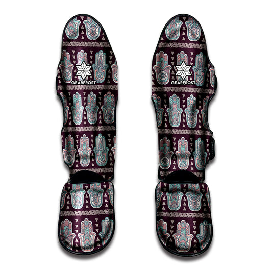 Hamsa Symbol Pattern Print Muay Thai Shin Guard