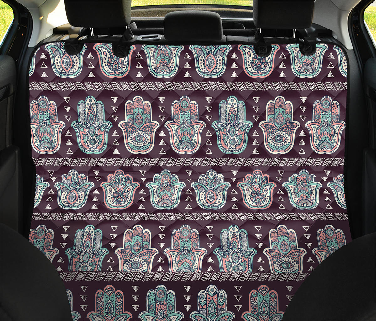 Hamsa Symbol Pattern Print Pet Car Back Seat Cover