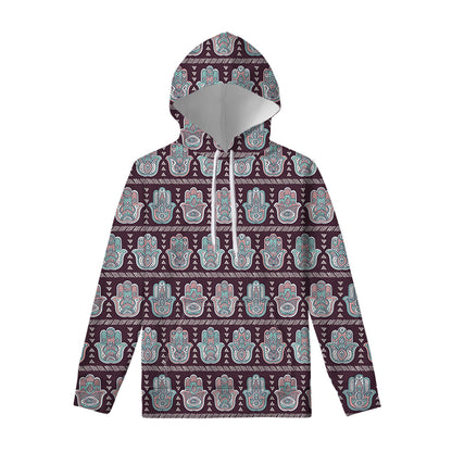 Hamsa Symbol Pattern Print Pullover Hoodie