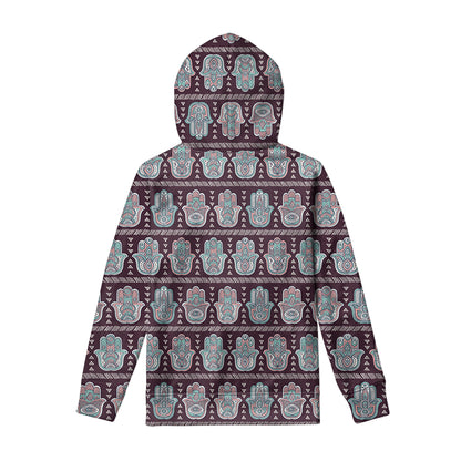 Hamsa Symbol Pattern Print Pullover Hoodie