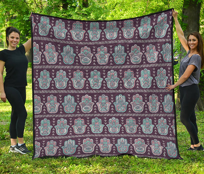 Hamsa Symbol Pattern Print Quilt