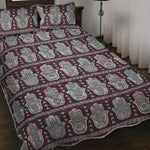 Hamsa Symbol Pattern Print Quilt Bed Set