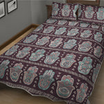 Hamsa Symbol Pattern Print Quilt Bed Set