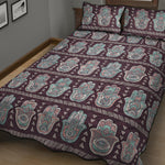 Hamsa Symbol Pattern Print Quilt Bed Set