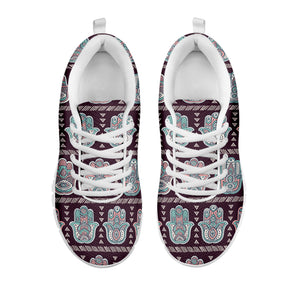 Hamsa Symbol Pattern Print White Sneakers