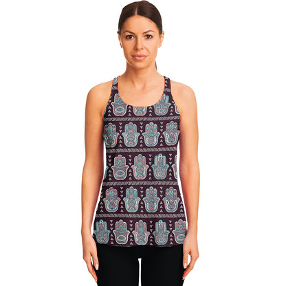 Hamsa Symbol Pattern Print Women's Racerback Tank Top