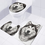 Hand Drawn Alaskan Malamute Print 3 Piece Bath Mat Set
