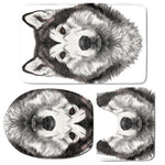Hand Drawn Alaskan Malamute Print 3 Piece Bath Mat Set