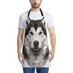 Hand Drawn Alaskan Malamute Print Apron