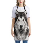 Hand Drawn Alaskan Malamute Print Apron