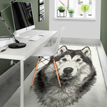 Hand Drawn Alaskan Malamute Print Area Rug