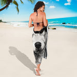 Hand Drawn Alaskan Malamute Print Beach Sarong Wrap