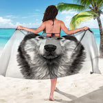 Hand Drawn Alaskan Malamute Print Beach Sarong Wrap