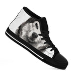 Hand Drawn Alaskan Malamute Print Black High Top Shoes