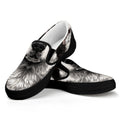 Hand Drawn Alaskan Malamute Print Black Slip On Sneakers