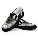 Hand Drawn Alaskan Malamute Print Black Slip On Shoes