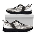 Hand Drawn Alaskan Malamute Print Black Running Shoes
