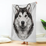 Hand Drawn Alaskan Malamute Print Blanket