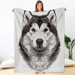 Hand Drawn Alaskan Malamute Print Blanket