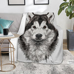Hand Drawn Alaskan Malamute Print Blanket