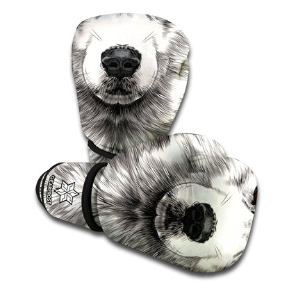 Hand Drawn Alaskan Malamute Print Boxing Gloves