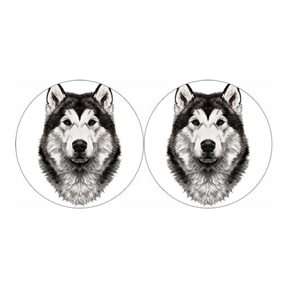 Hand Drawn Alaskan Malamute Print Car Coasters