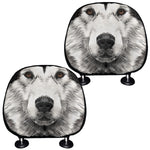 Hand Drawn Alaskan Malamute Print Car Headrest Covers