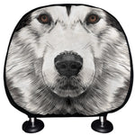 Hand Drawn Alaskan Malamute Print Car Headrest Covers