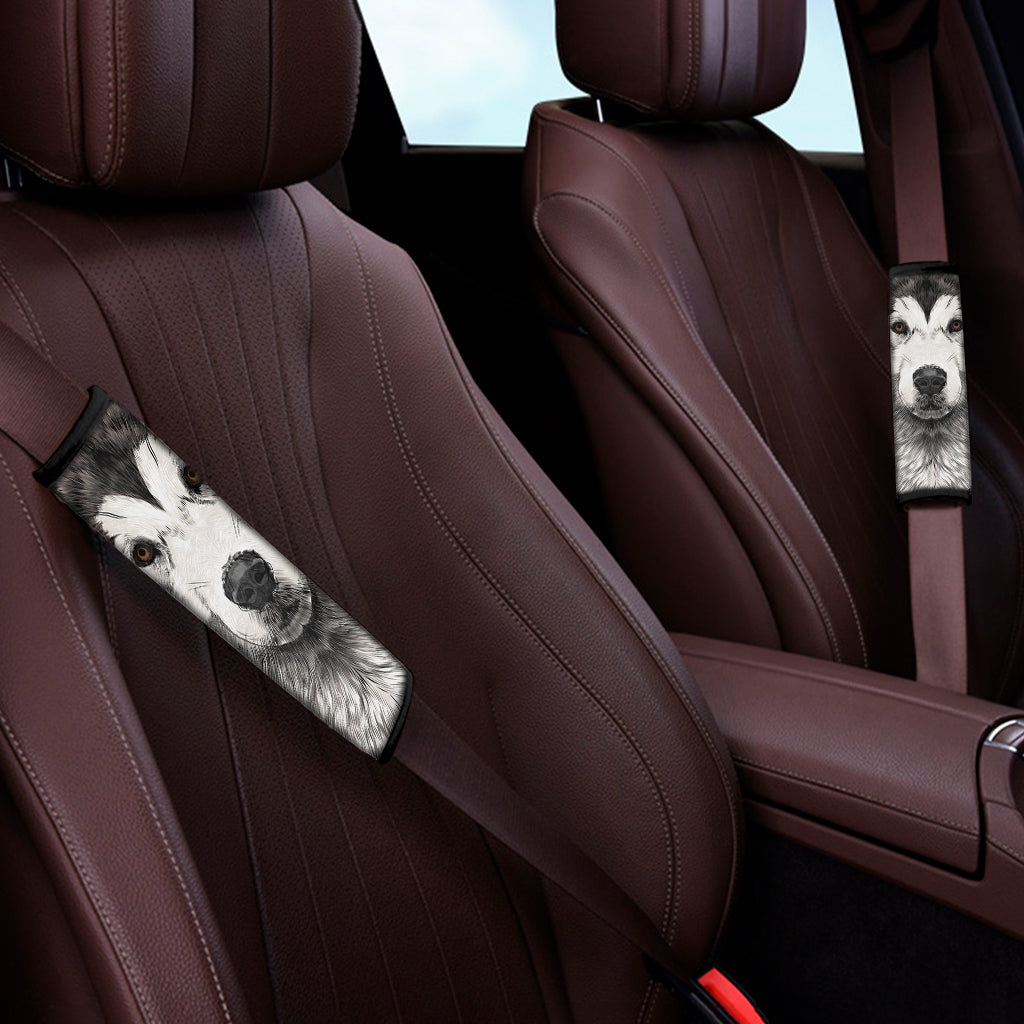 Hand Drawn Alaskan Malamute Print Car Seat Belt Covers
