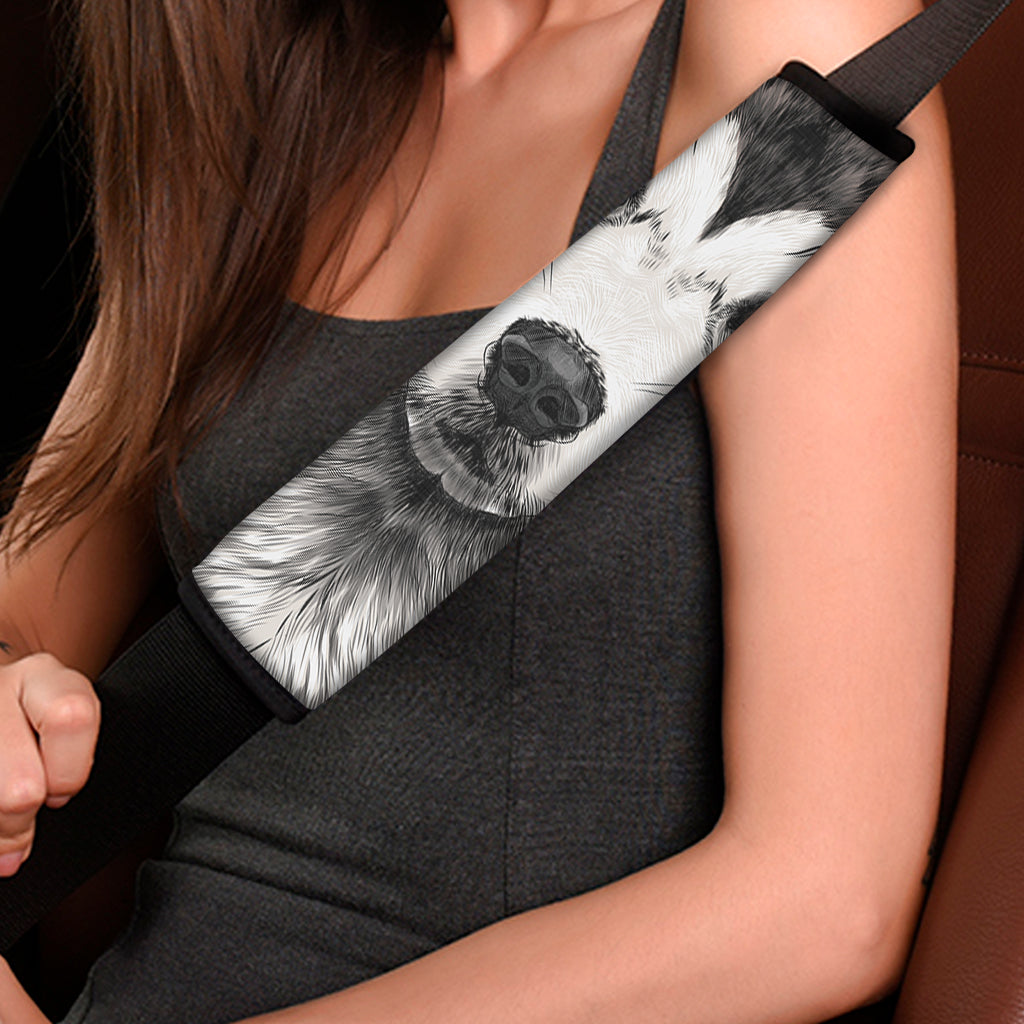 Hand Drawn Alaskan Malamute Print Car Seat Belt Covers