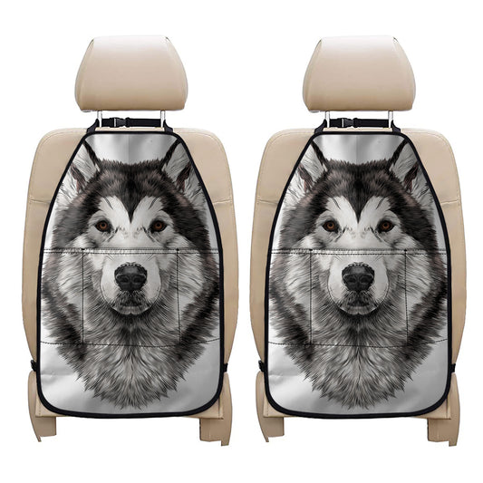 Hand Drawn Alaskan Malamute Print Car Seat Organizers