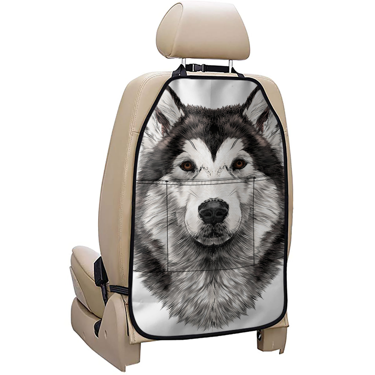 Hand Drawn Alaskan Malamute Print Car Seat Organizers