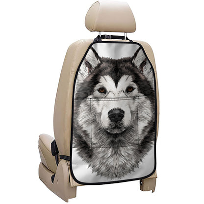 Hand Drawn Alaskan Malamute Print Car Seat Organizers