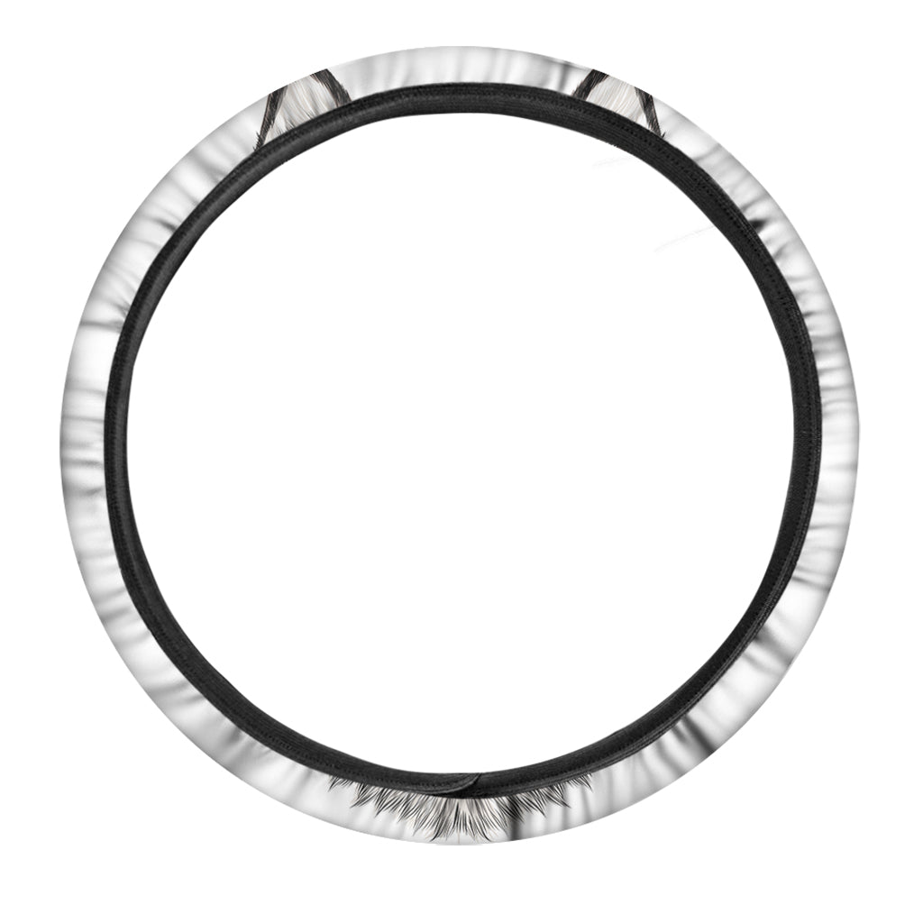 Hand Drawn Alaskan Malamute Print Car Steering Wheel Cover