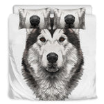 Hand Drawn Alaskan Malamute Print Duvet Cover Bedding Set