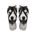 Hand Drawn Alaskan Malamute Print Flip Flops